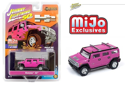 50th Anniversary Off-Road Hummer H2 (Pink) - Johnny Lightning 1:64 - JLCP7210 Passion Diecast