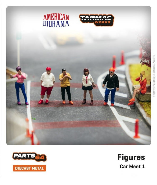 Figures Car Meet 1 - Tarmac Works & American Diorama - 1/64 - T64F-003-OR - Passion Diecast 