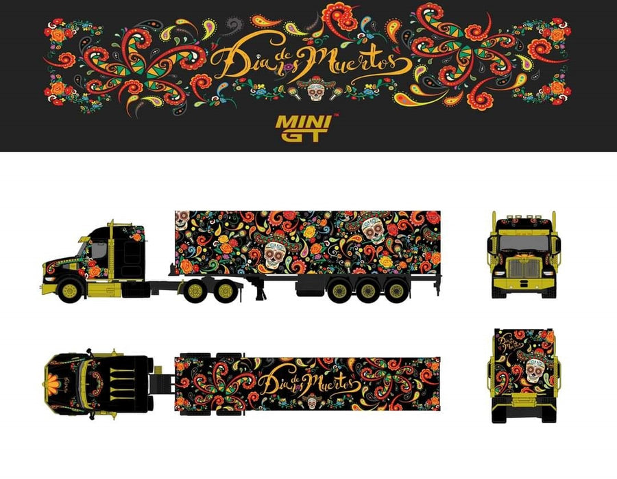 Western Star 49X w/ 40 Ft Container "Dias De Los Muertos" - MINI GT 1/64 - MGT00400 - Passion Diecast