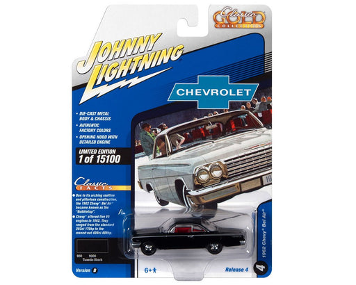 1962 Chevrolet Bel Air Bubbletop in Tuxedo Black - Johnny Lightning 1/64 -  JLSP187 B -  Passion Diecast 