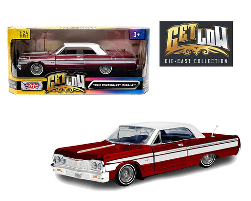 1964 Chevy Impala SS Hard Top Lowrider Candy Red With White Top - Motormax - Get Low - 1-24 - 79021 RDW