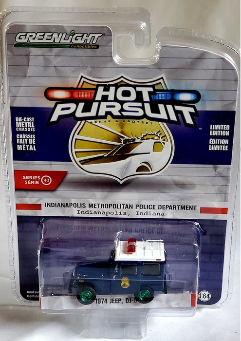 CHASE CAR 1974 Jeep DJ-5 - Indianapolis Metropolitan P1974 Jeep DJ-5 - Inolice - Hot Pursuit  40 - 1/64 GreenLight - 42980 AGR