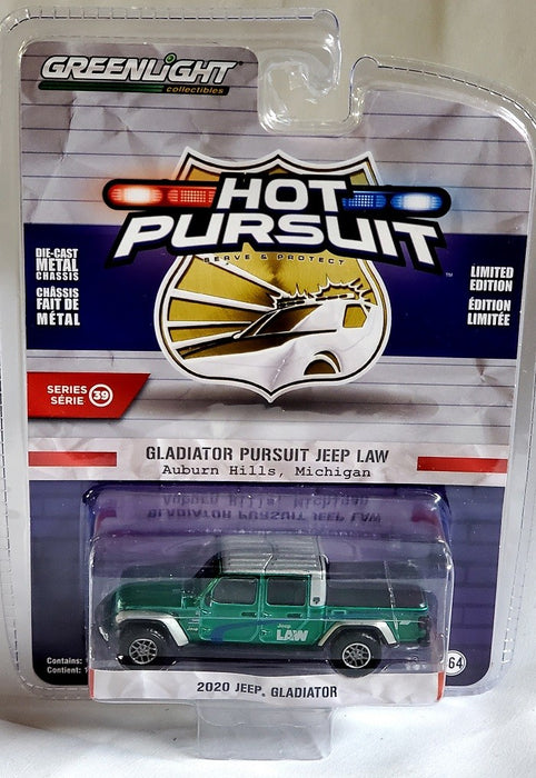CHASE CAR 2020 Jeep Gladiator - Pursuit Jeep Law - Hot Pursuit  Series 39 - 1/64 GreenLight - 42970 FGR