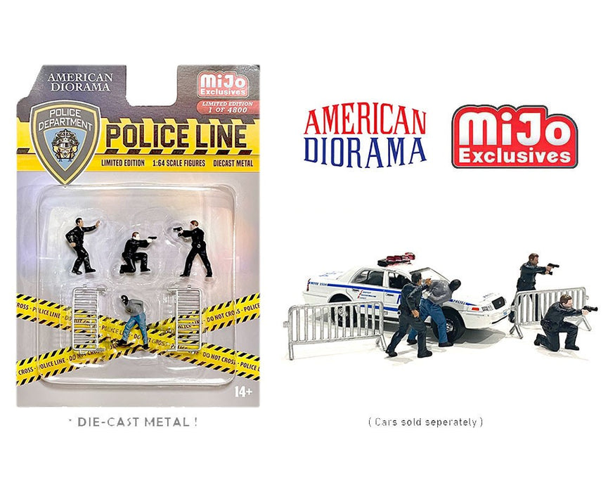 Mijo Exclusive - Police Line - set Figurine 6 pieces Diecast  -  American Diorama 1-64 - 76493MJ - Passion Diecast