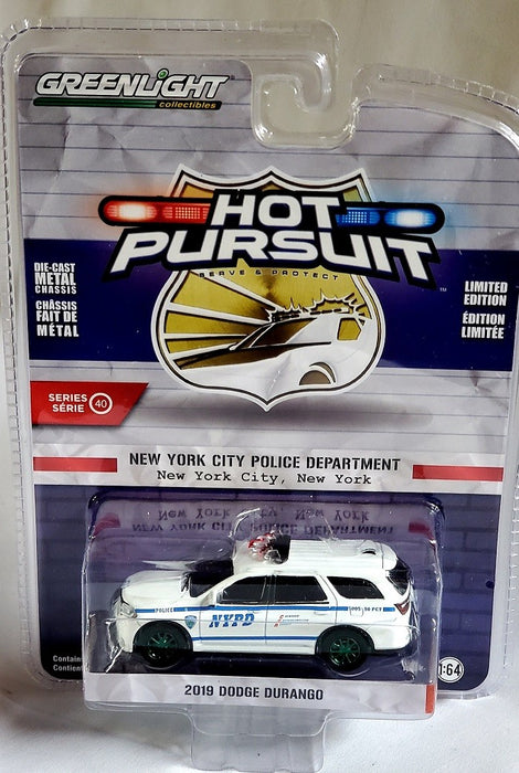 CHASE CAR 2019 Dodge Durango - New York City Police Dept (NYPD) - Hot Pursuit  40 - 1/64 GreenLight - 42980 FGR