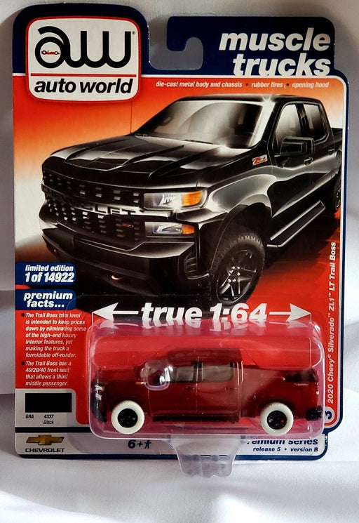 CHASE CAR 2020 Chevrolet Silverado Z71 LT Trail Boss in Gloss Black - Auto World 1/64 -  AWSP089 BGR   AW64342GR