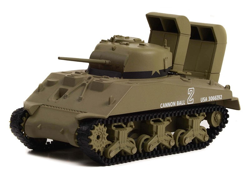 Cannon Ball - Utah Beach, Normandy - 1944 M4 Sherman Tank Deep Wading Gear - Battalion 64 Series 2 -1/64 Greenlight - 61020 B