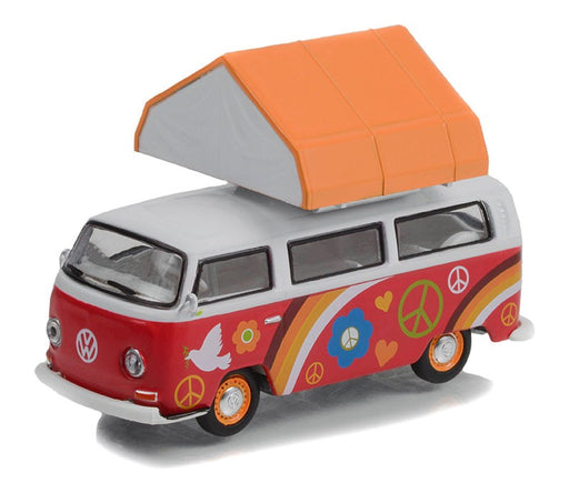 Peace and Love - 1968 Volkswagen Type 2 with Camp'otel Cartop Sleeper - The Great Outdoors Series 2 -1/64 Greenlight - 38030 A