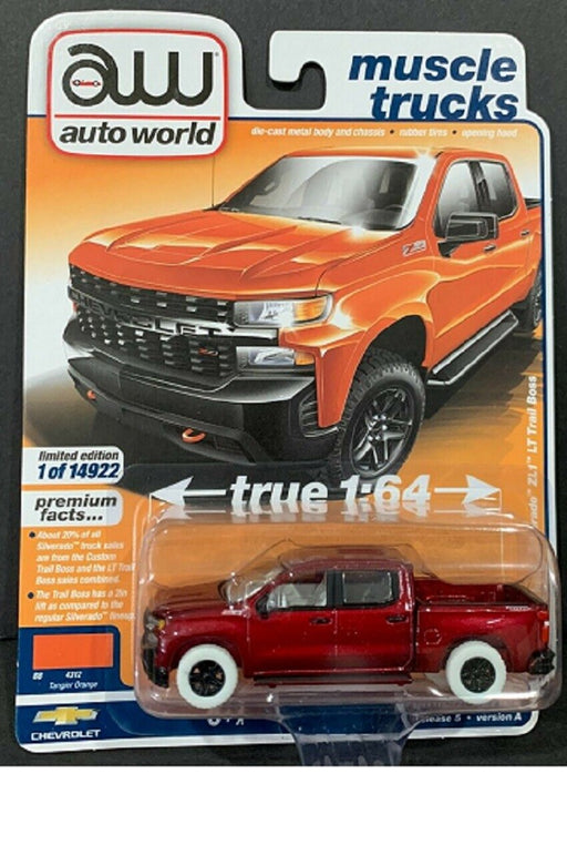 CHASE CAR 2020 Chevrolet Silverado Z71 LT Trail Boss in Tangier Orange - Auto World 1/64 - AWSP089 AGR  AW64342GR