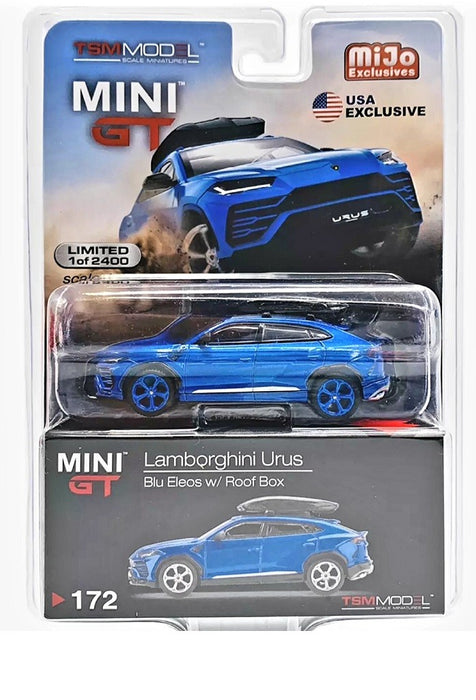 CHASE CAR Lamborghini Urus with Roof Box Blue - MINI GT 1:64 - Usa Exclusive - MGT00172GR