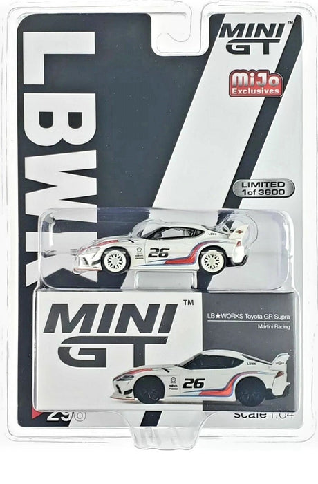 CHASE CAR Mini GT - 1:64 - LB★WORKS Toyota GR Supra Martini Racing - Mijo Exclusives USA  - MGT00296GR