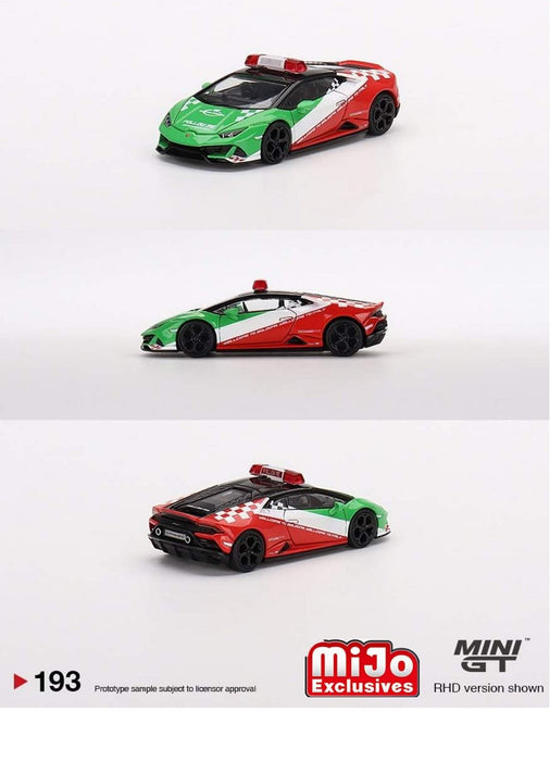 Mini GT - 1:64 - Lamborghini Huracán EVO Bologna Airport 2020 Follow-Me Car - Mijo Exclusives USA - MGT00193 Passion Diecast