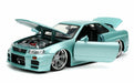 Fast & Furious - Brian's Nissan Skyline GT-R (R34) Light Blue -  Jada 1/24 -  32608-  Passion Diecast