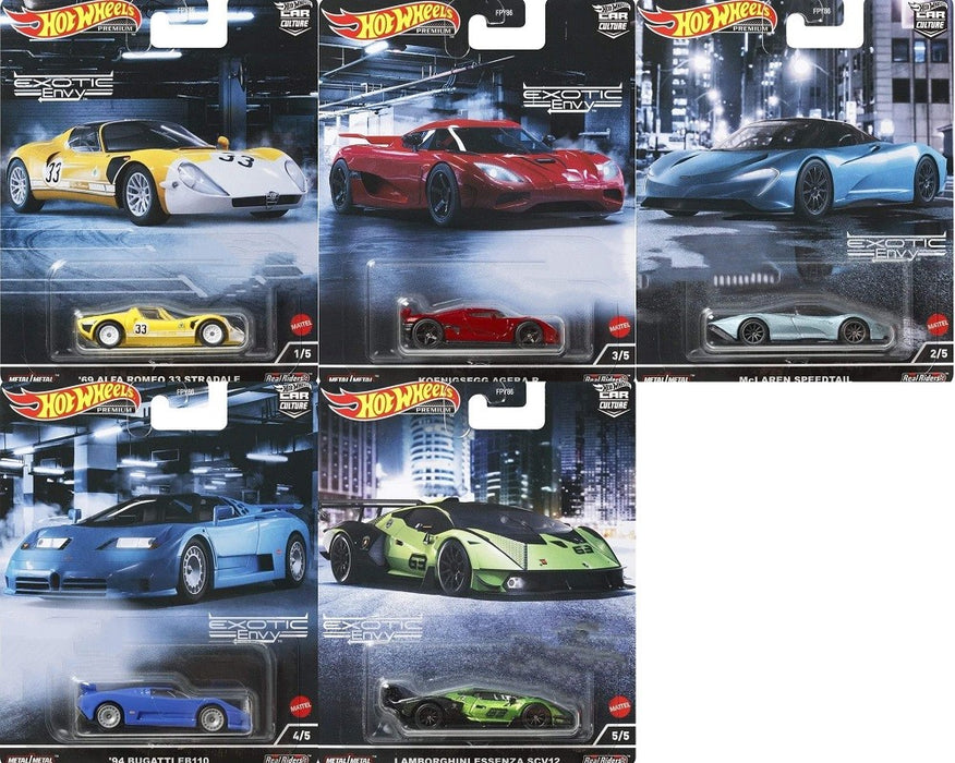 Hot Wheels - Car Culture - 1:64 - Exotic Envy - Assortment - Set Of 5 Cars - FPY86-957M -  Passion Diecast