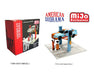 2 Post Lift With Mechanic Figure & Oil Drainer Light Blue - American Diorama 1-64 - 38379