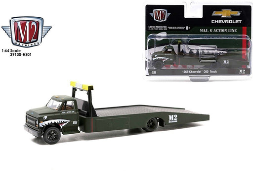 Auto Hauler - 1968 Chevrolet C60 Flatbed Truck MAJ.G Action Line - M2 - 1/64 - 39100-S01  -  Passion Diecast 
