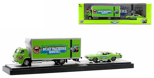 Scat Packers Unite - 1970 Dodge L600 and 1970 Dodge Super Bee - M2 1/64  36000-49 C - Passion Diecast 