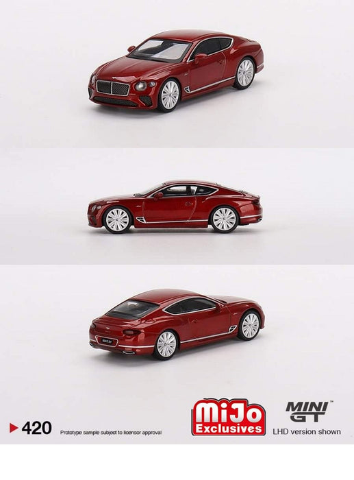 Mini GT - 1:64 - Bentley Continental GT Speed 2022 Candy Red - Mijo Exclusives USA - MGT00420 Passion Diecast