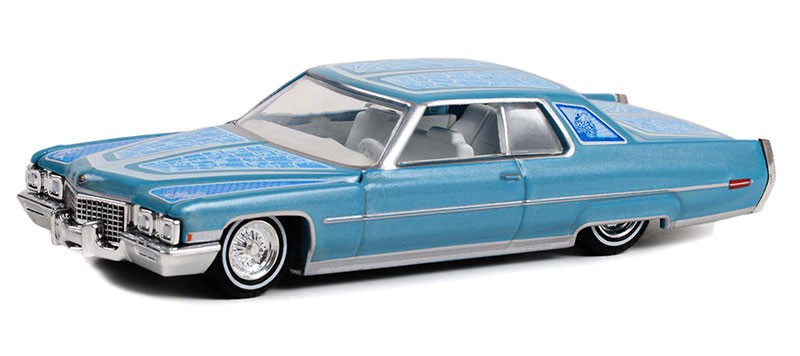 1972 Cadillac Coupe deVille in Custom Light Blue - California Lowriders Series 2 -1/64 Greenlight - 63030 E