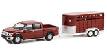 2019 Ford F-150 XLT with Livestock Trailer - Hitch & Tow Series 27 - Greenlight - 1-64 - 32270 D Passion Diecast