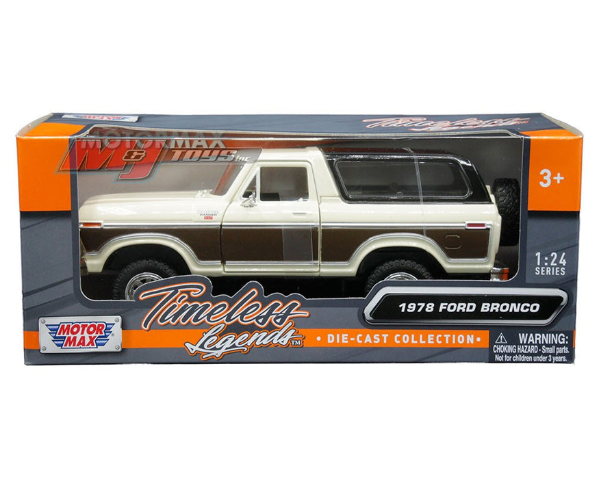 1978 Ford Bronco Ranger XLT (Tan and brown with black hardtop) with spare wheel - Motormax 1/24 - 79371 TABR
