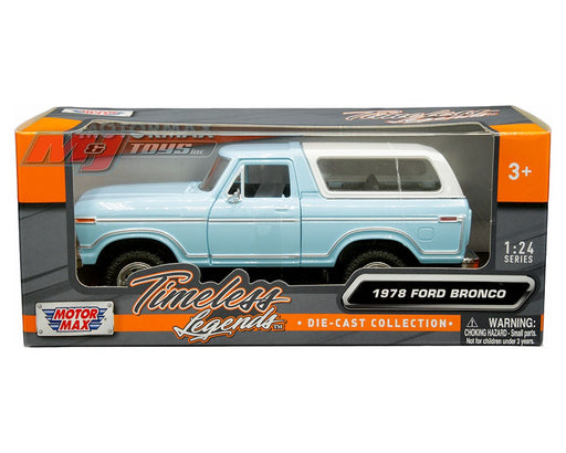 1978 Ford Bronco Custom (light blue with white hardtop) - Motormax 1/24 - 79373 BL