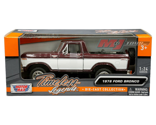 1978 Ford Bronco Ranger XLT (burgundy and white two-tone) with spare wheel - Motormax 1/24 - 79372 BURWH
