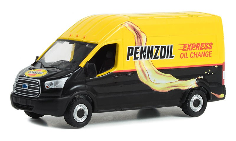Pennzoil Express Oil Change - 2019 Ford Transit LWB - Route Runners Series 5 - 1/64 Greenlight - 53050 C Passion Diecast
