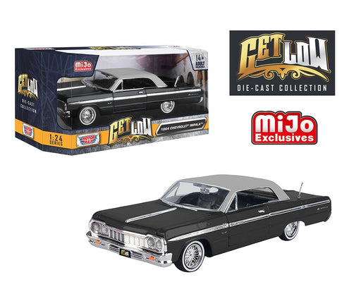 1964 Chevrolet Impala SS Hard Top Lowrider Black With Silver Top - Motormax - Get Low - 1-24 - 79021 BKS Passion Diecast