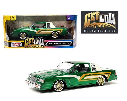 1987 Buick Regal Lowrider Metallic Green - Motormax - Get Low - 1-24 - 79023 GRN Passion Diecast