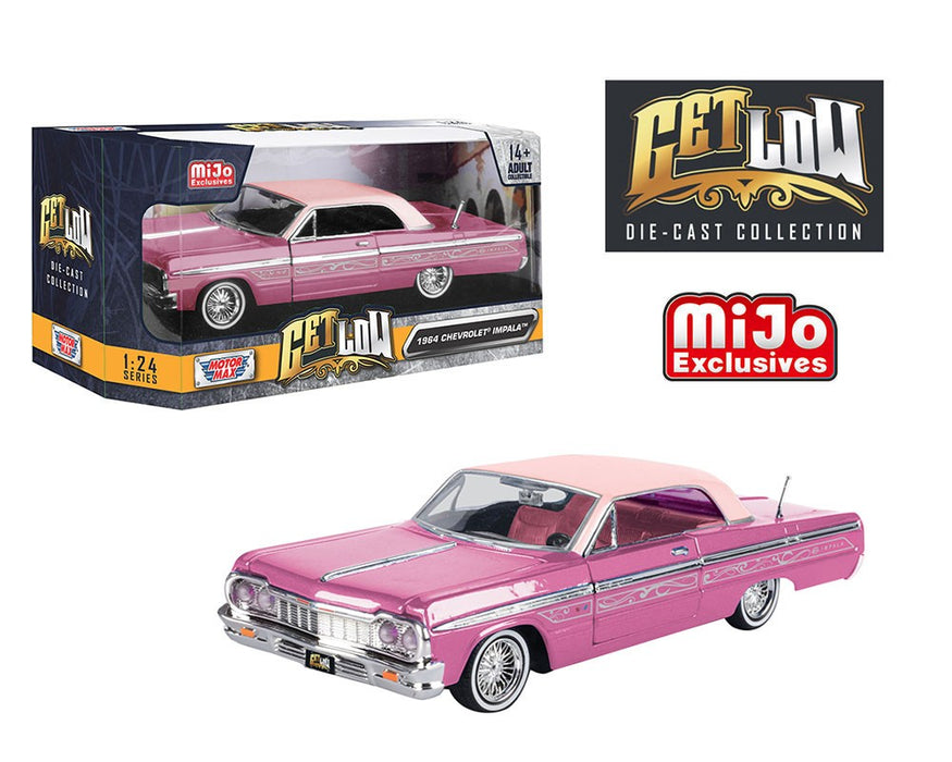 1964 Chevrolet Impala SS Hard Top Lowrider Pink With Light Pink Top - Motormax - Get Low - 1-24 - 79021 PKP Passion Diecast