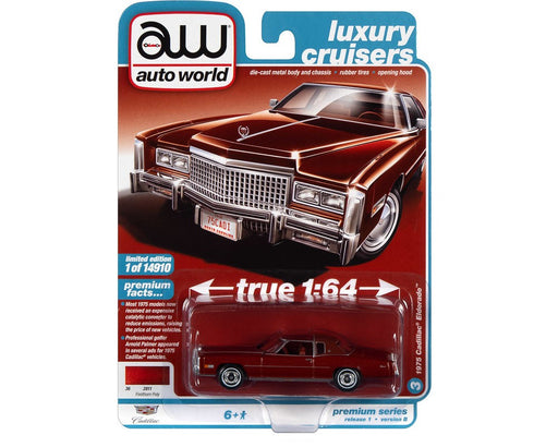 Premium 1975 Cadillac Eldorado Red - Auto World - 1/64 - AWSP098 B -  Passion Diecast 