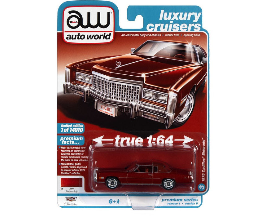 Premium 1975 Cadillac Eldorado Red - Auto World - 1/64 - AWSP098 B -  Passion Diecast 