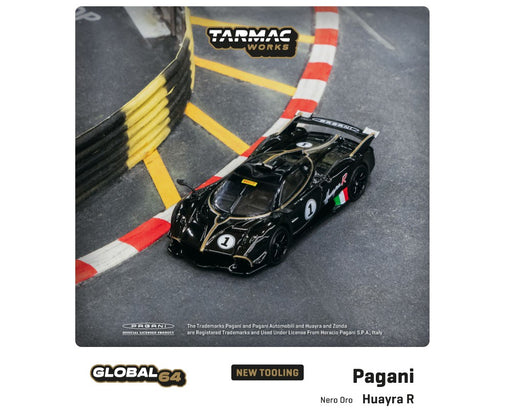 Pagani Huayra R Nero Oro Nouvel outillage - Tarmac Works - 1/64 - T64G-TL035-BK Passion Diecast