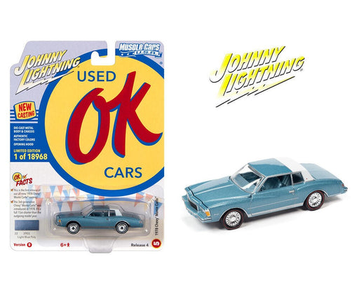 1978 Chevrolet Monte Carlo in Light Blue Poly with Partial Flat White Roof  - Johnny Lightning 1/64 - JLSP196 B