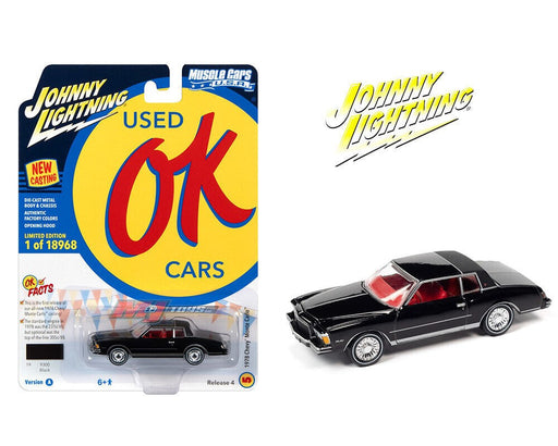 1978 Chevrolet Monte Carlo in Black with Partial Flat Black Vinyl Roof  - Johnny Lightning 1/64 - JLSP196 A -  Passion Diecast 