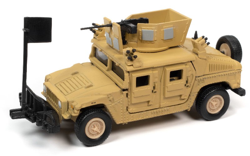 M1114 HA Heavy Up-Armored HMMWV HUMVEE 4-CT Armored Fastback in Tan - Johnny Lightning 1/64 - JLSP199 A