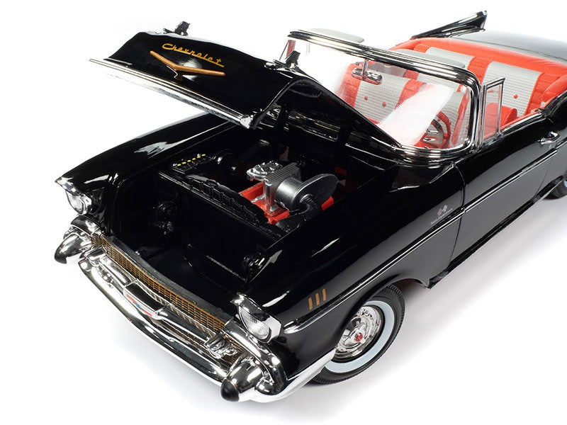 James Bond - 1957 Chevrolet Bel Air Convertible in Onyx Black - Auto World - 1/18 - AWSS134 - Passion Diecast 
