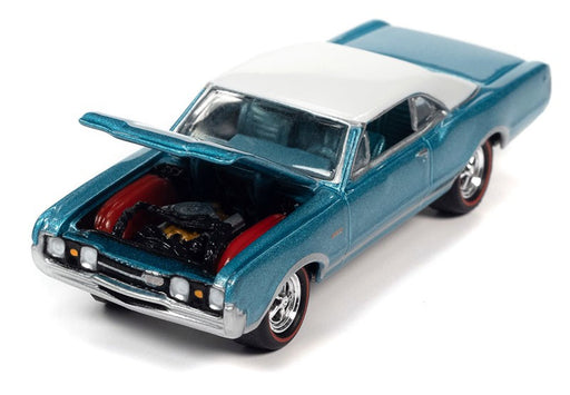 1967 Oldsmobile 442  in Aquamarine Poly- Johnny Lightning 1/64 - JLSP289 A Passion Diecast