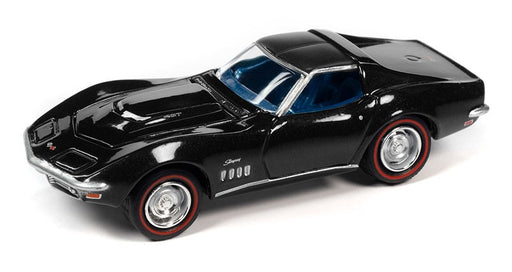 1969 Chevrolet Corvette in Gloss Black - Johnny Lightning 1/64 - JLSP291 B Passion Diecast