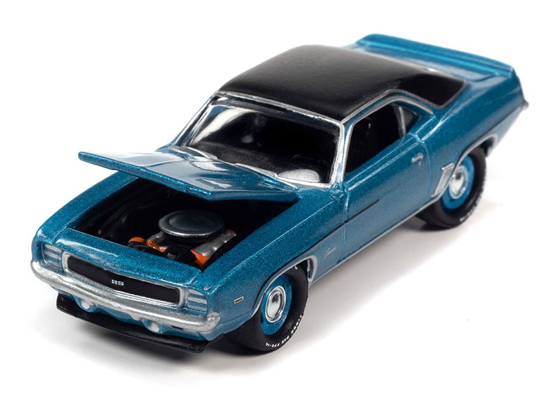 1969 Chevrolet COPO RS Camaro in Azure Turquoise with Flat Black Roof - Johnny Lightning 1/64 - JLSP292 A Passion Diecast