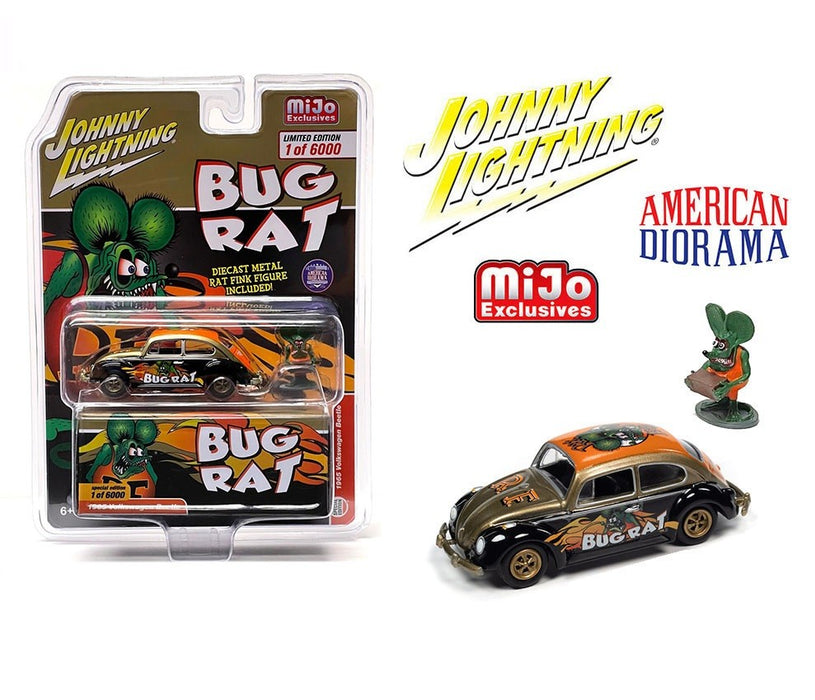 Johnny Lightning & American Diorama 1965 Volkswagen Beetle RAT FINK BUG RAT Rat Fink Figure - Johnny Lightning - 1/64 - JLCP7384