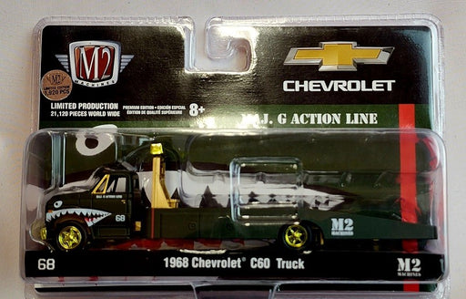 CHASE CAR Auto Hauler - 1968 Chevrolet C60 Flatbed Truck MAJ.G Action Line - M2 - 1/64 - 39100 HS01GR - Passion Diecast 