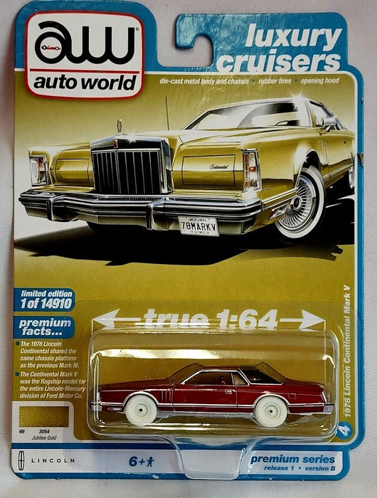 CHASE CAR 1978 Lincoln Continental Mark V (Jubilee Gold)  - Auto World 1/64 - AWSP097 BGR -  Passion Diecast 
