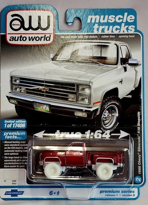 CHASE CAR 1986 Chevrolet Silverado Stepside 4×4 White- Auto World 1/64 -  AWSP095 BGR - Passion Diecast 