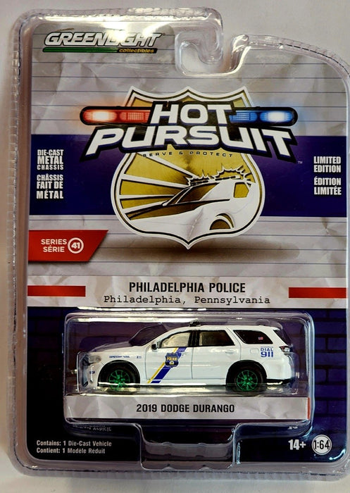 GreenMachine Philadelphia, Pennsylvania Police - 2019 Dodge Durango - Hot Pursuit Series 41 - 1/64 Greenlight - 42990 EGR