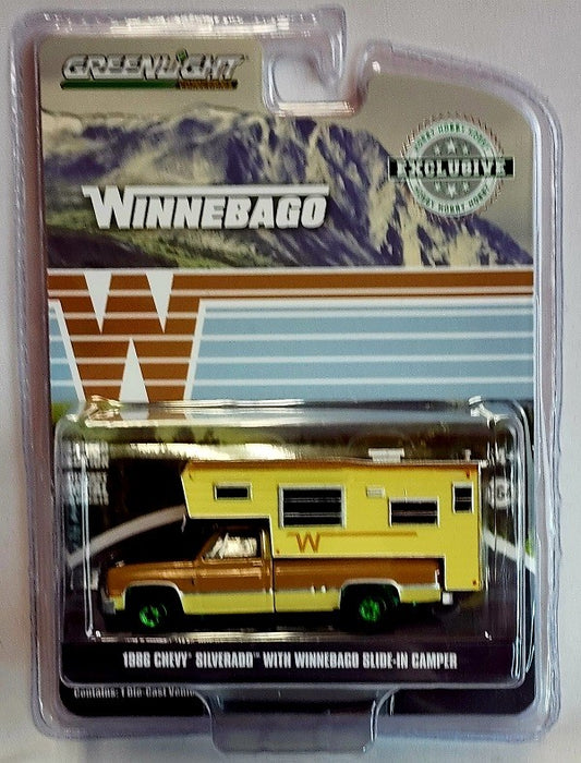 GreenMachine 1986 Chevy C20 Silverado w/Winnebago Slide-In - Hobby Exclusive - 1/64 Greenlight - GL-30288GR