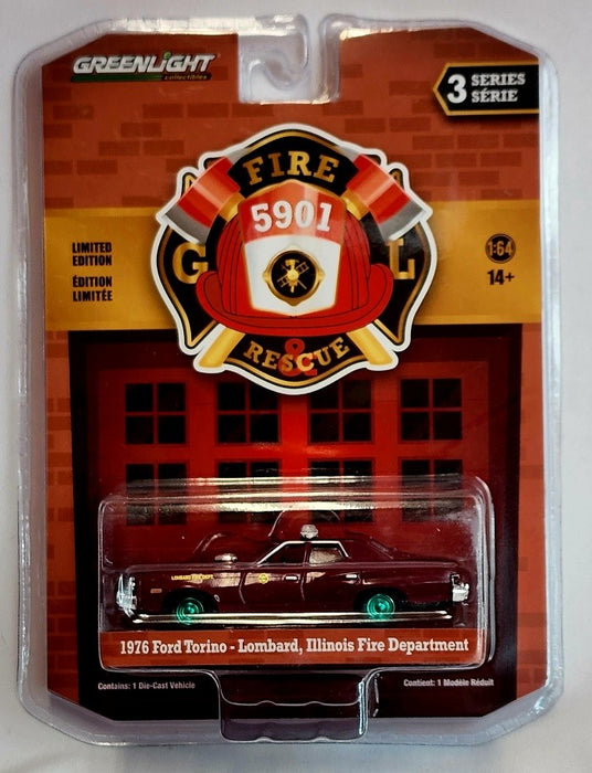 GreenMachine Lombard Illinois - 1976 Ford Torino - Fire & Rescue Series 3 - 1/64 Greenlight - 67030 AGR