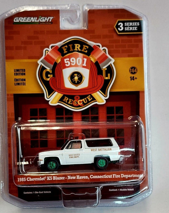 GreenMachine New Haven, Connecticut - 1989 Chevrolet K5 Blazer - Fire & Rescue Series 3 - 1/64 Greenlight - 67030 DGR