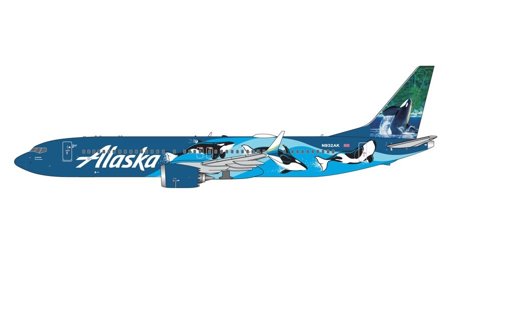 Boeing 737 MAX 9 Alaska / "West Coast Wonders - Orcas" N932AK / Gemini 1:400 GJASA2078